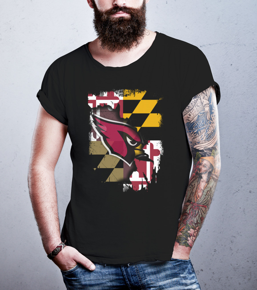 Together Maryland Cardinals With Maryland Flag Background T-Shirt