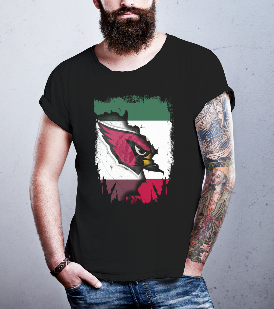 Mexico Flag With Cardinals Bird T-Shirt