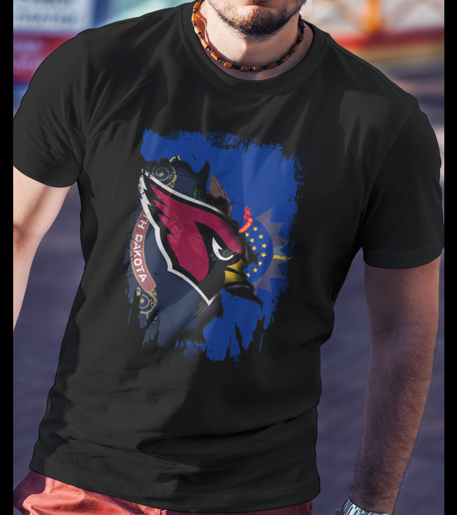 North Dakota Cardinals Mandala With State Flag Elements T-Shirt