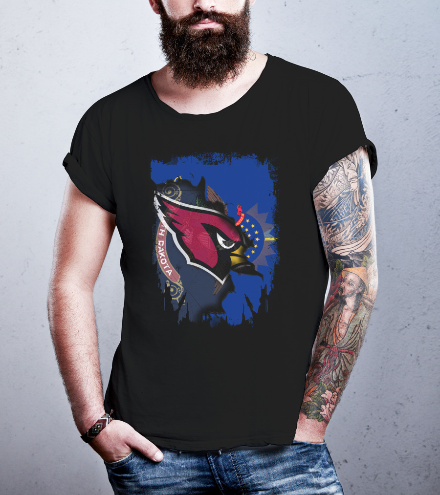 North Dakota Cardinals Mandala With State Flag Elements T-Shirt