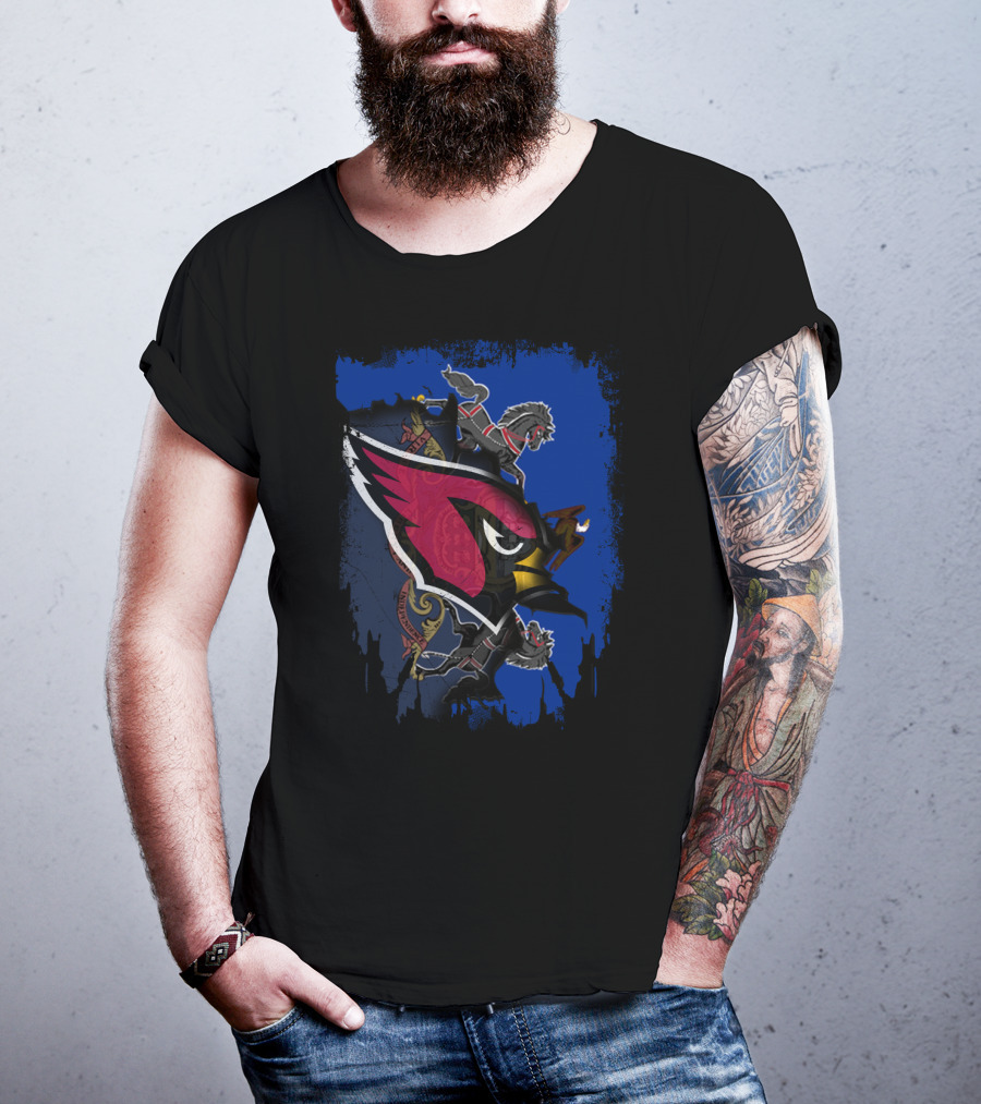 Pennsylvania State Outline With Cardinals And Horsemen Elements T-Shirt