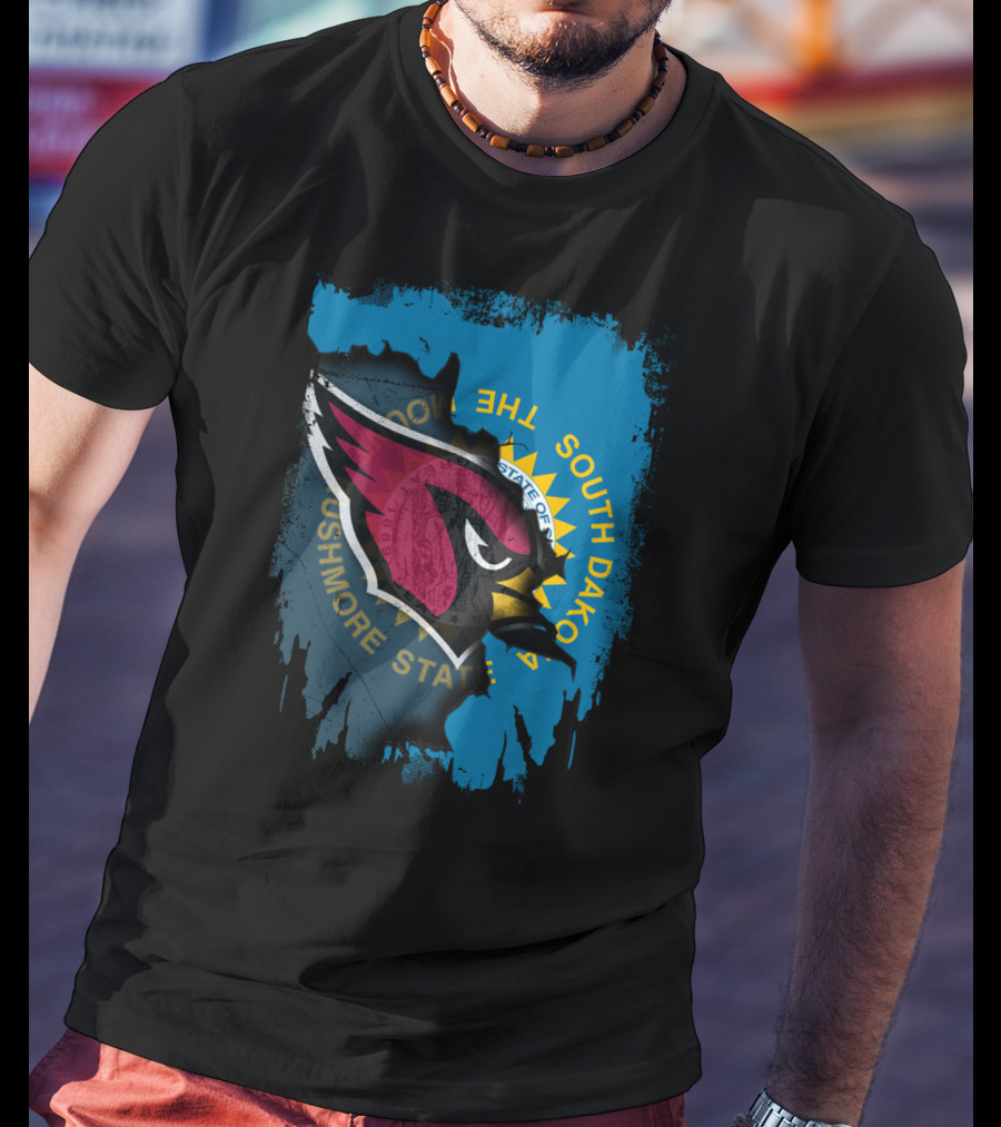 South Dakota State Flag With Cardinals Logo Together T-Shirt