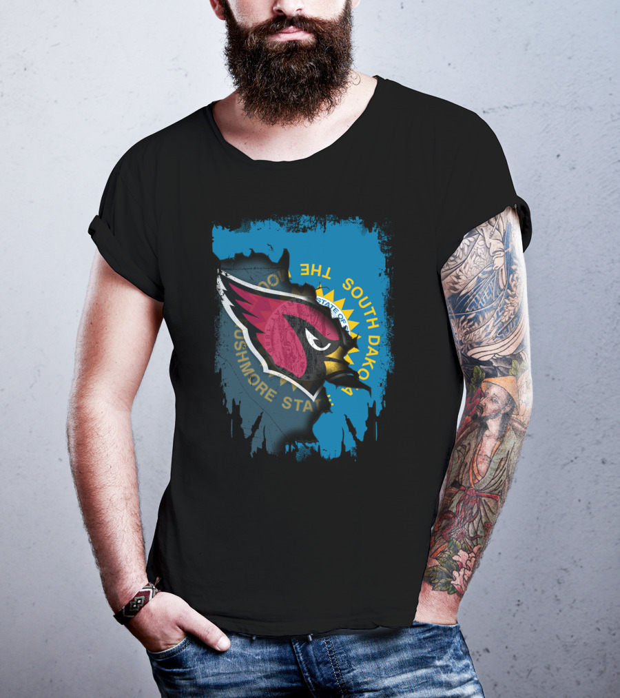 South Dakota State Flag With Cardinals Logo Together T-Shirt