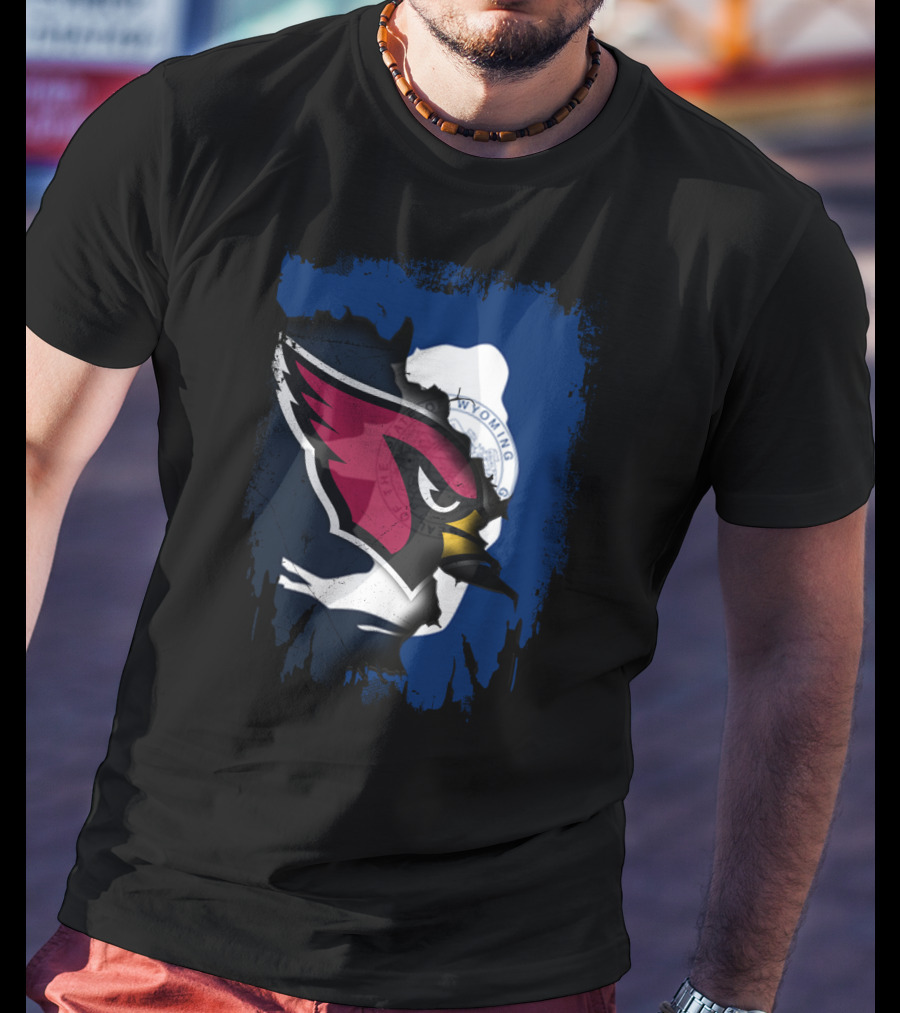 Wyoming State With Cardinals Logo Fusion T-Shirt