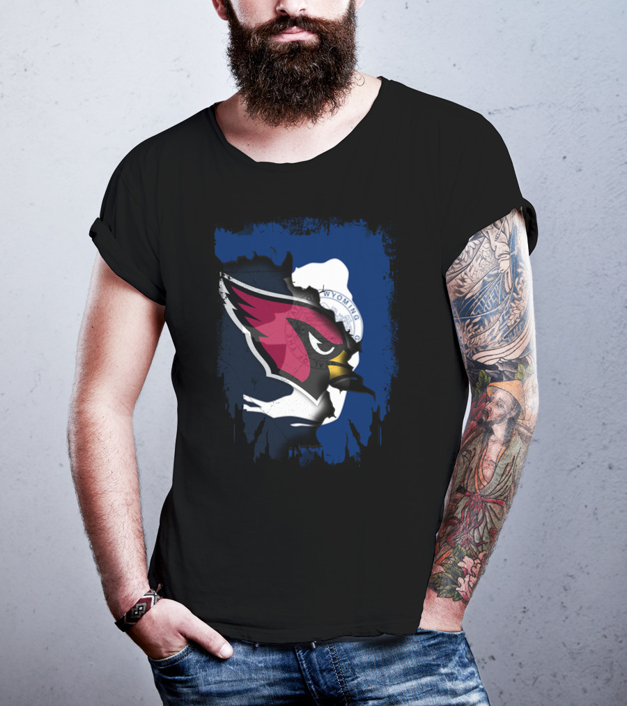 Wyoming State With Cardinals Logo Fusion T-Shirt