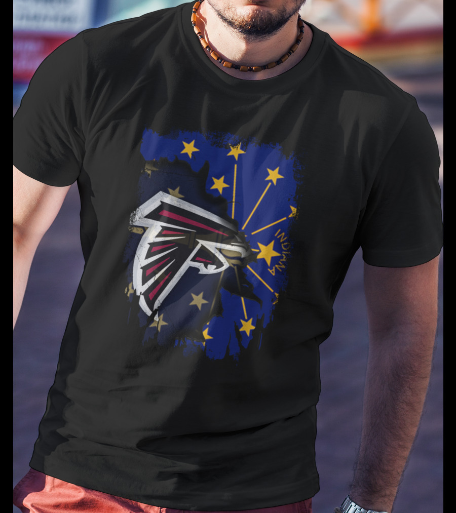 Indiana State Flag With Atlanta Falcons Logo Together T-Shirt