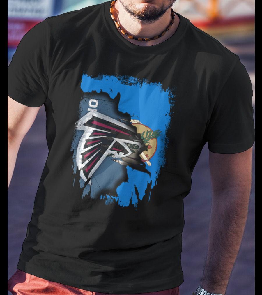 Oklahoma Falcons Logo Blended With State Flag T-Shirt