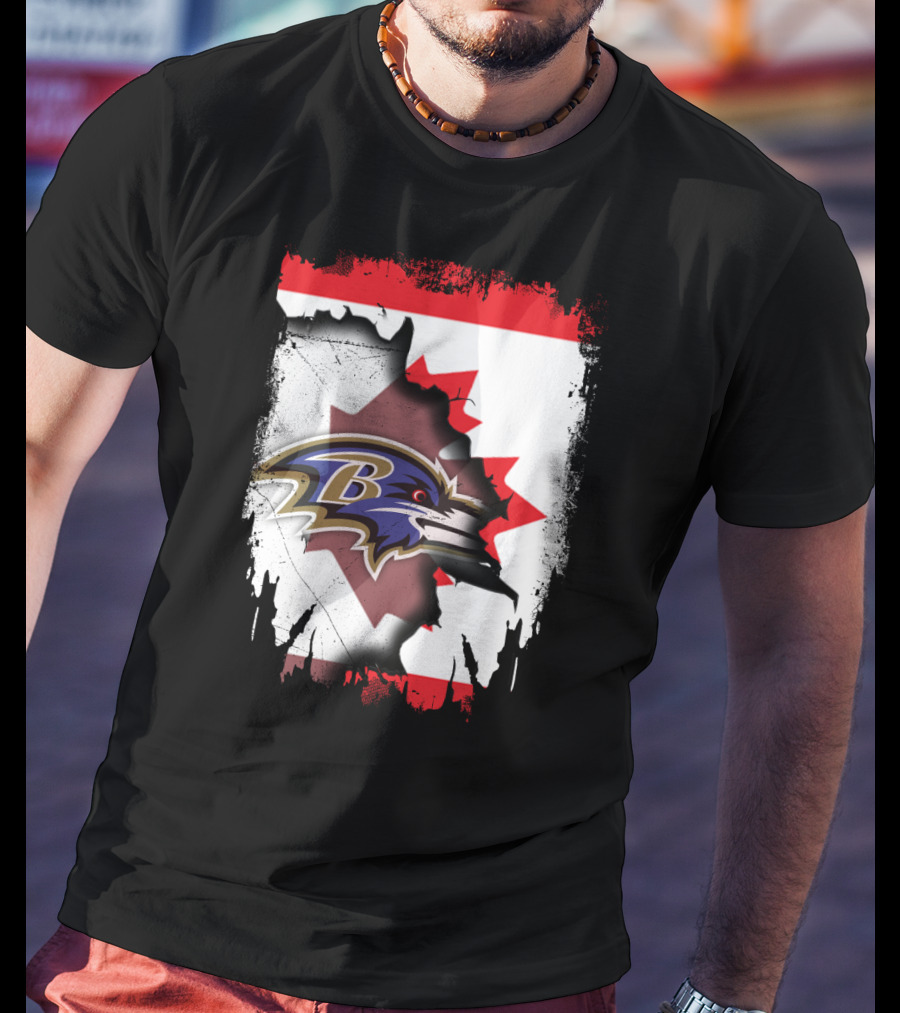 Together Canada Baltimore Ravens Logo Canadian Flag T-Shirt