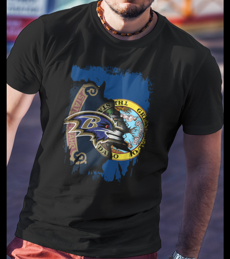 Together Idaho State Seal And Ravens Dual Emblem T-Shirt