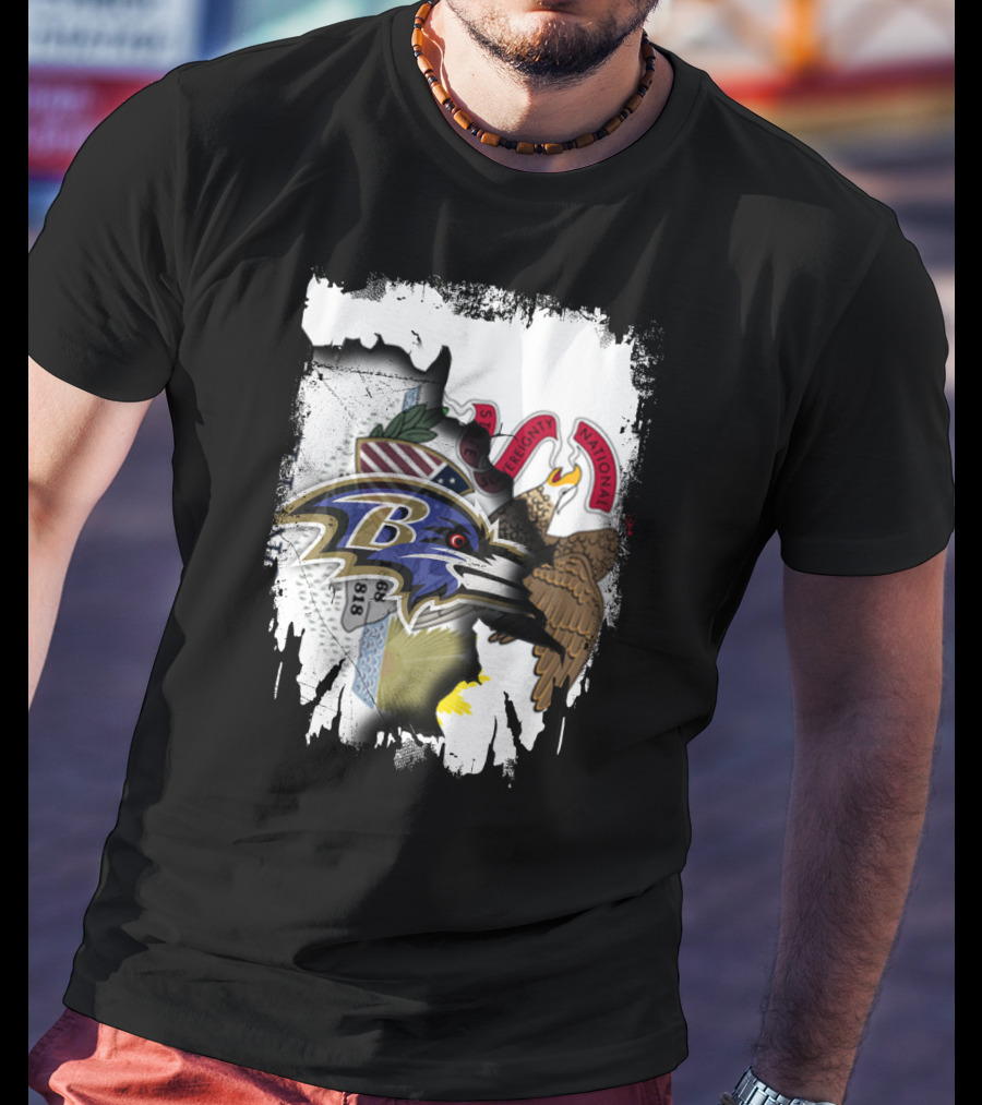 Illinois State Meets Baltimore Ravens Emblem Integration T-Shirt