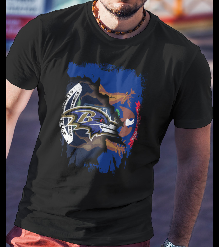 Michigan State Seal With Baltimore Ravens Logo Fusion T-Shirt