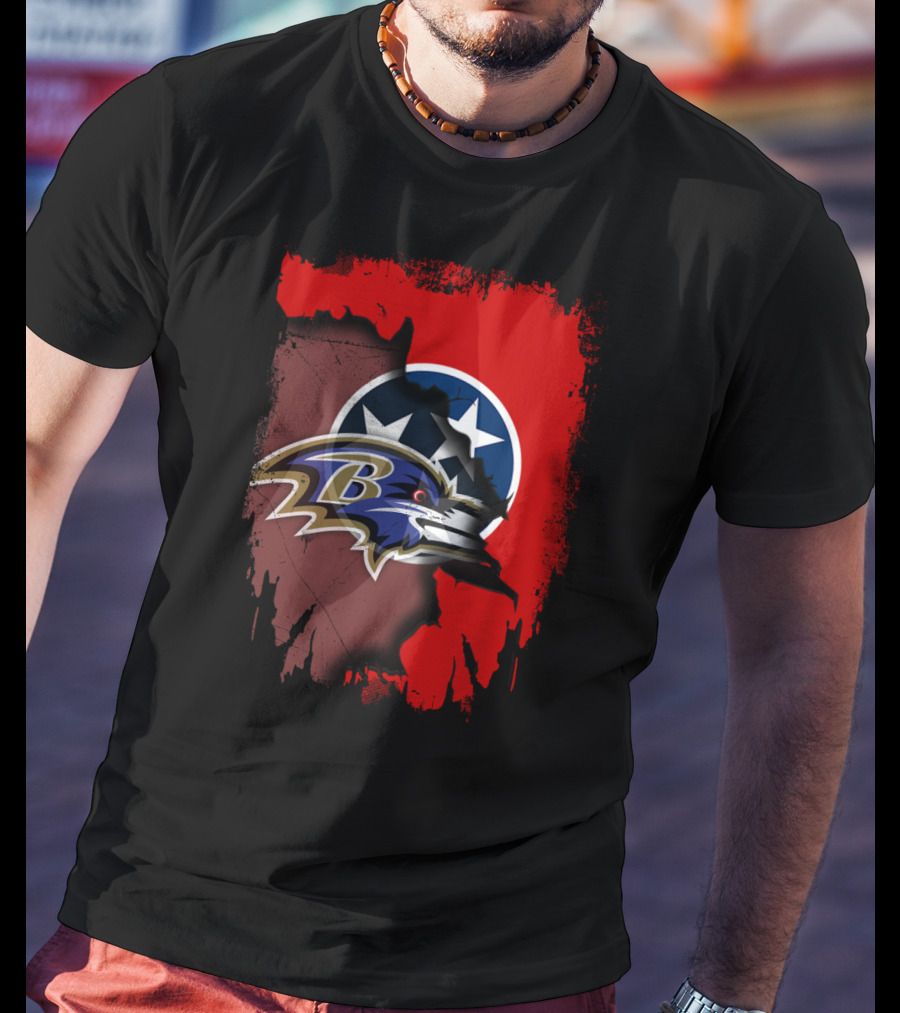 Tennessee Ravens United With Tri-Star Flag Emblem T-Shirt
