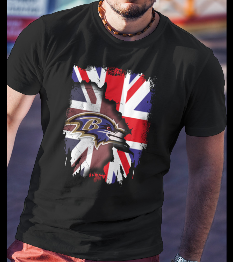 United Kingdom Union Jack With Ravens NFL Team T-Shirt