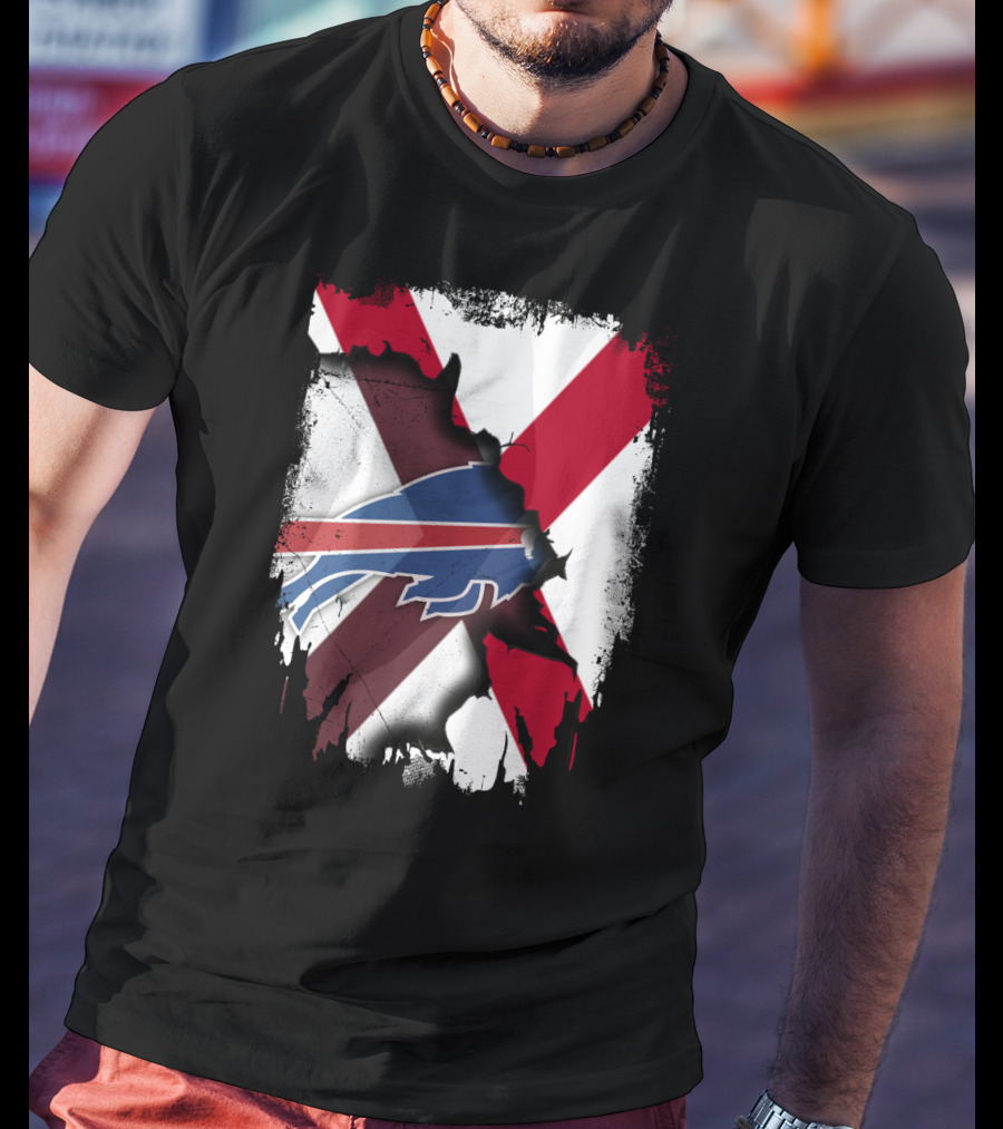 Alabama Buffalo Bills Crossover Flag T-Shirt