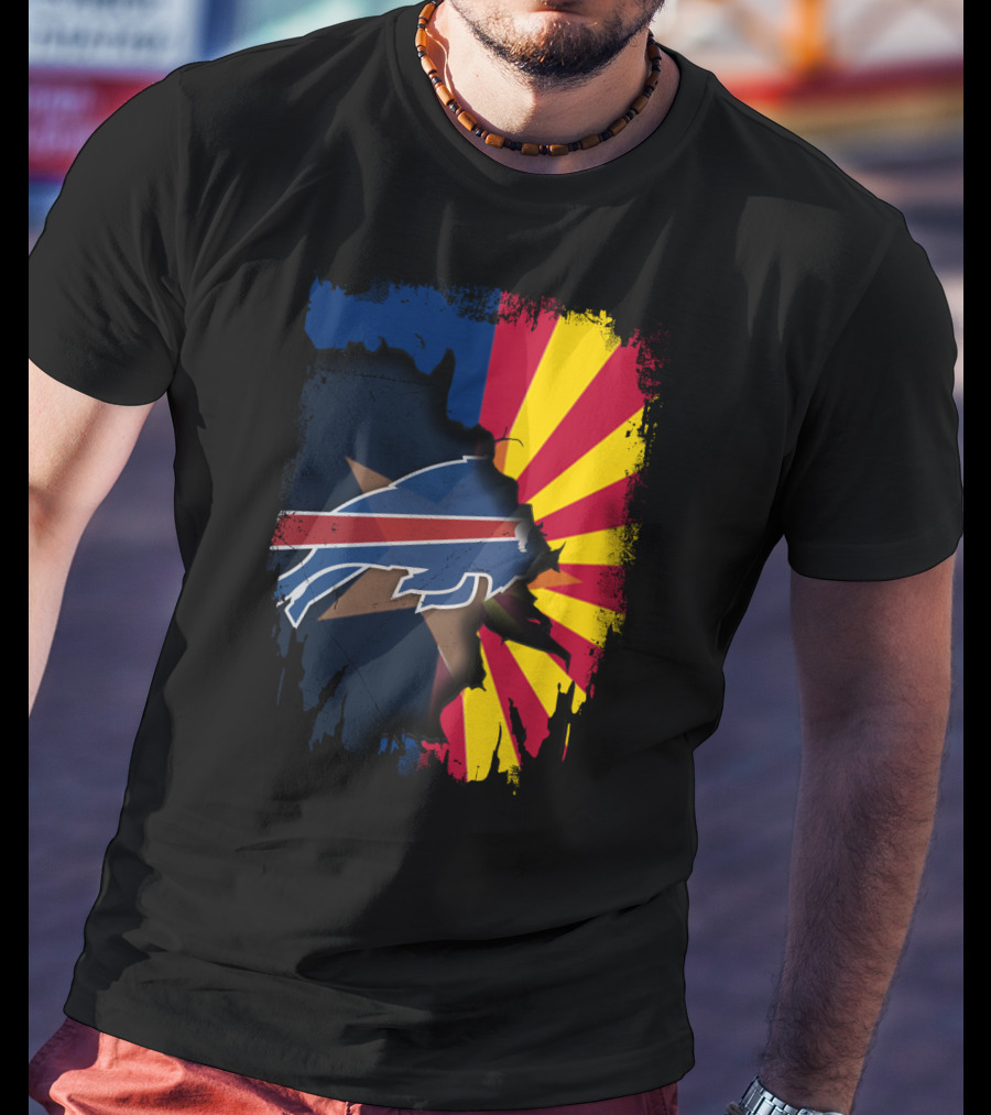 Arizona Flag And Buffalo Bills Logo United In Torn T-Shirt