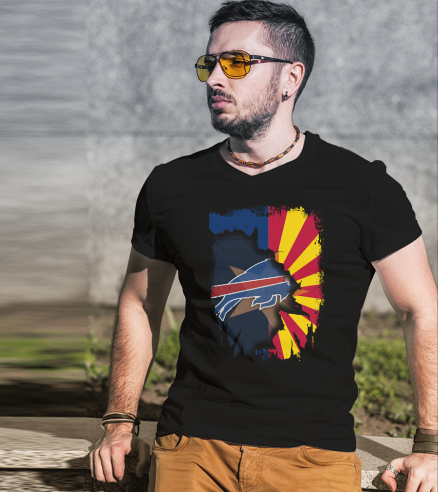 Arizona Flag And Buffalo Bills Logo United In Torn T-Shirt