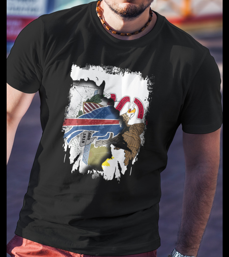 Illinois State Seal And Buffalo Bills Logo Together T-Shirt