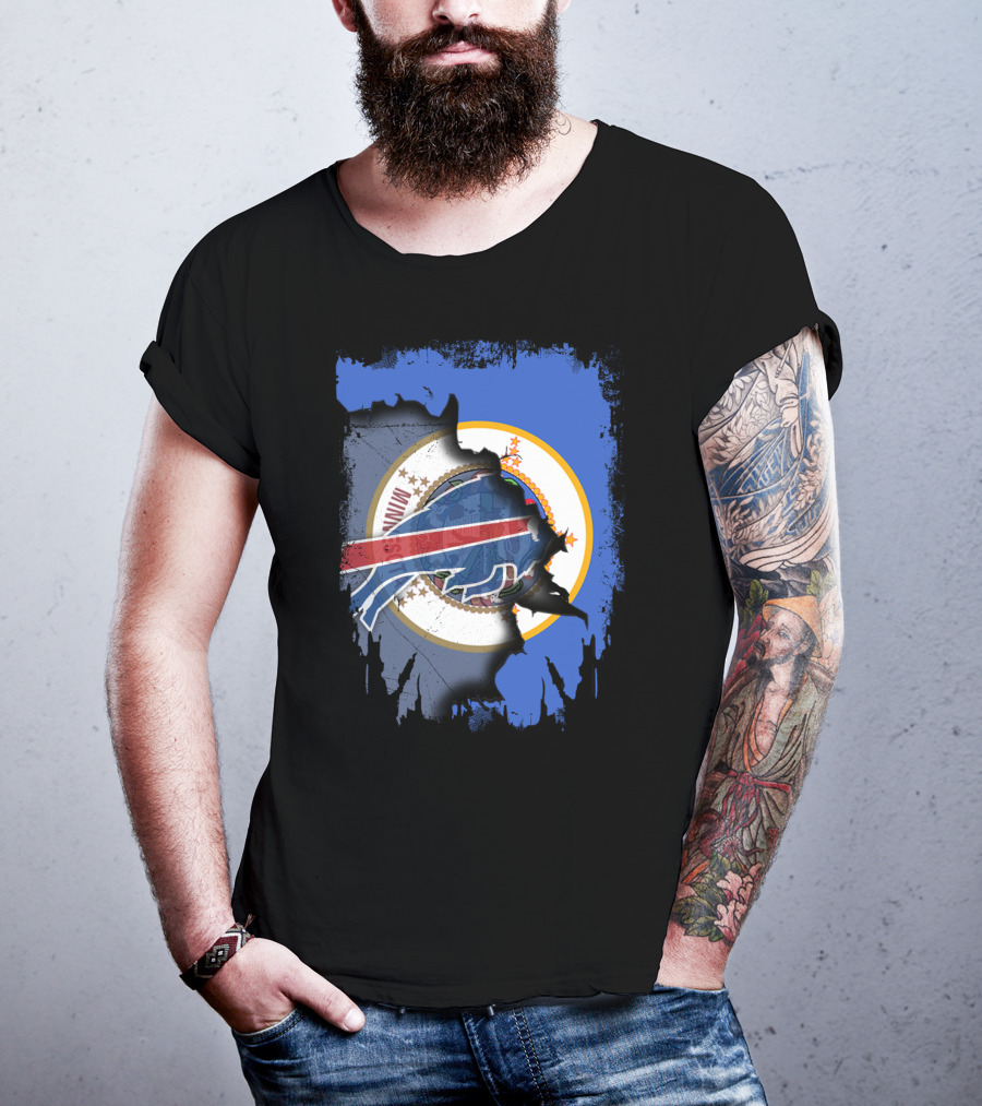 Together Minnesota Buffalo Bills State Flag Fusion T-Shirt