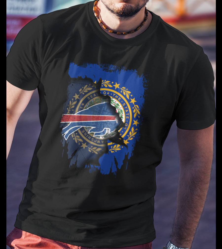 New Hampshire State Seal With Buffalo Bills Logo Integration T-Shirt