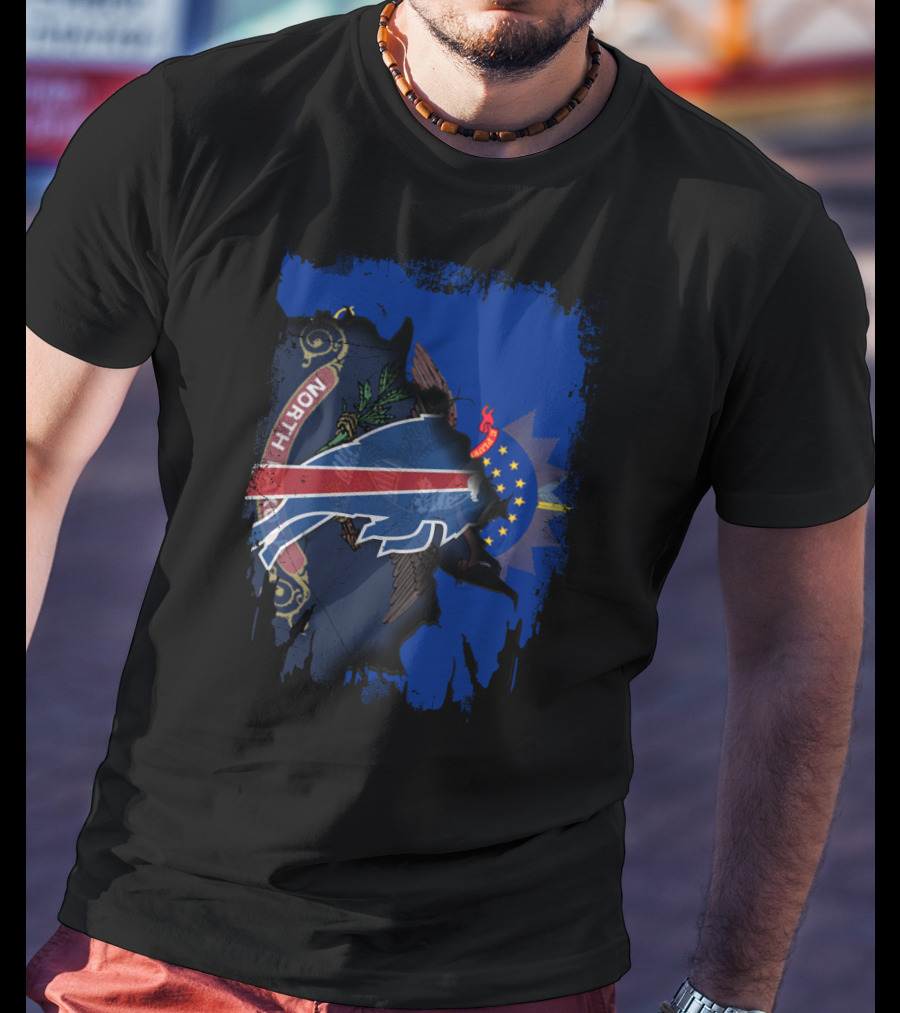 North Dakota State Pride With Buffalo Silhouette And Stars T-Shirt