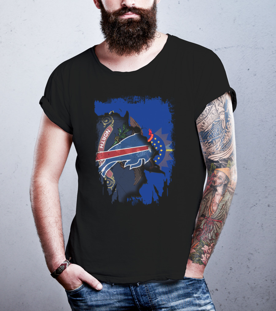 North Dakota State Pride With Buffalo Silhouette And Stars T-Shirt