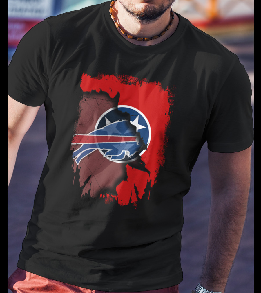 Together Tennessee Buffalo Bills Logo Tennessee Flag Fusion T-Shirt
