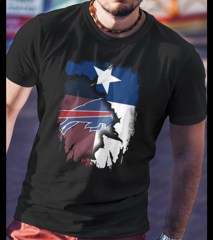 Texas And Buffalo Bills United With Lone Star Flag T-Shirt