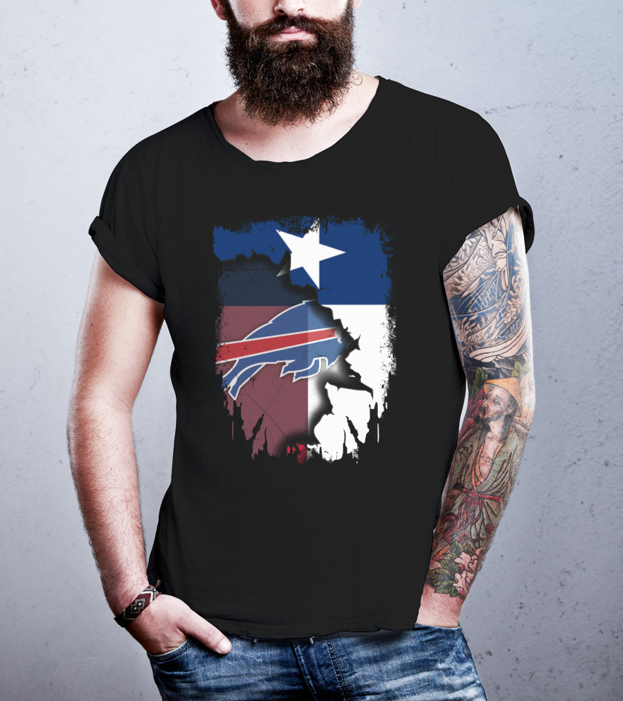 Texas And Buffalo Bills United With Lone Star Flag T-Shirt