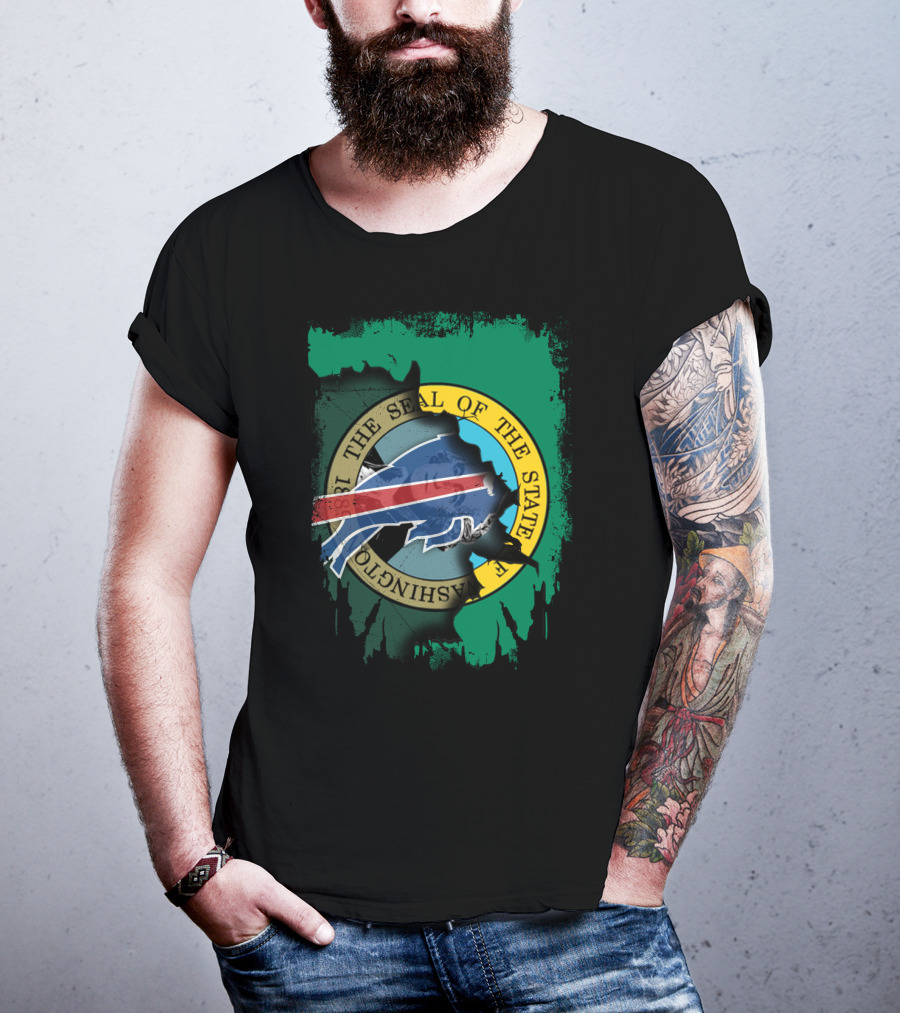 Together The Seal Of The State Of Washington With Buffalo Bills T-Shirt