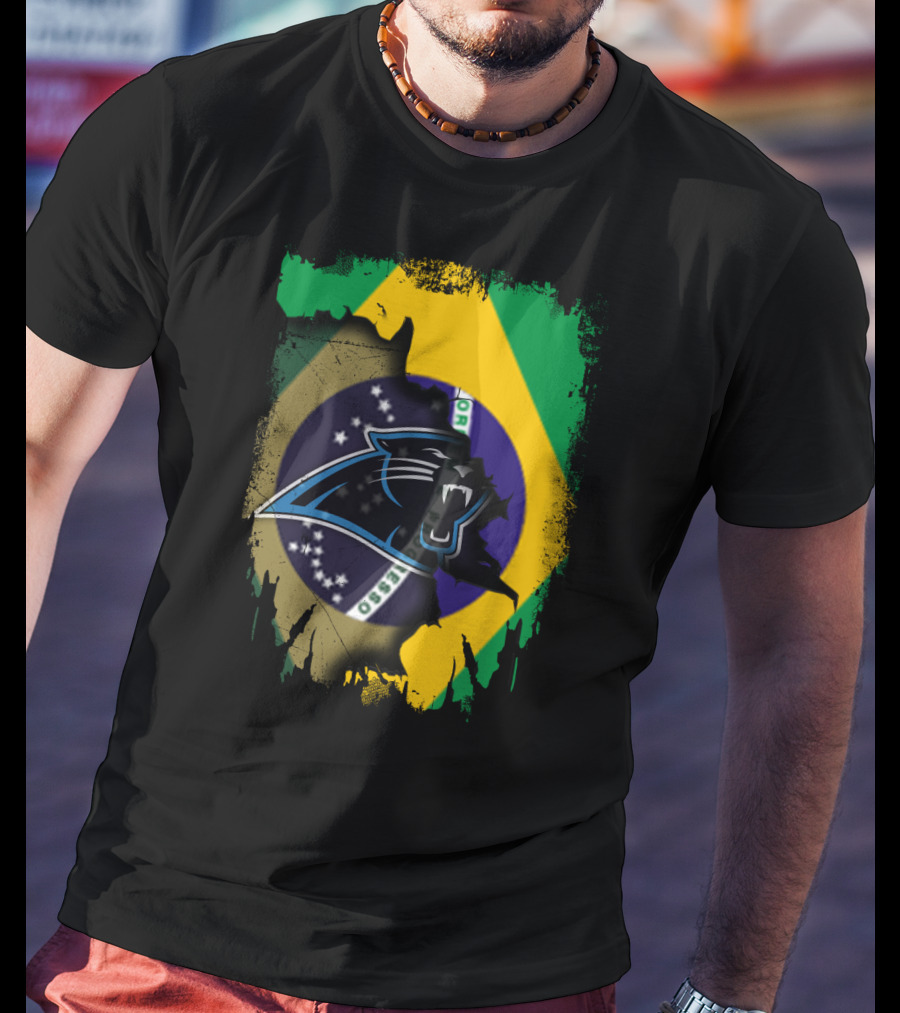 Together Brazil With Carolina Panthers Flag Fusion T-Shirt