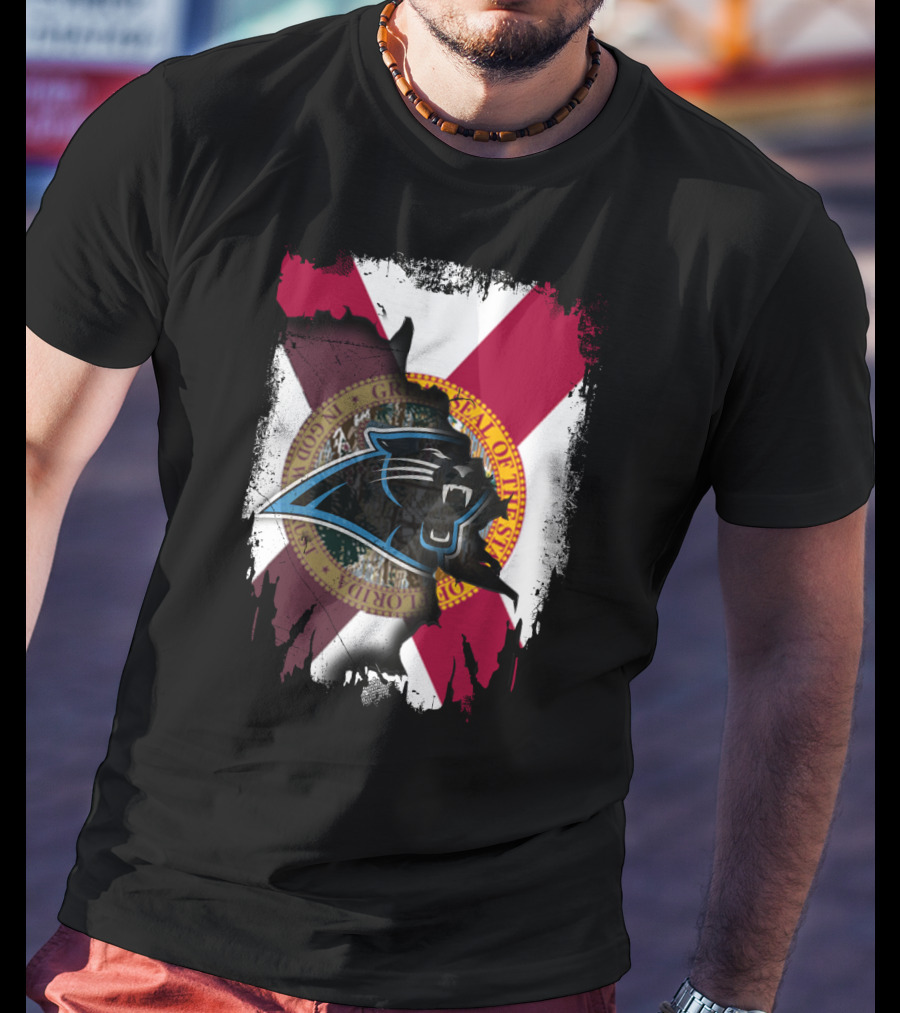 Florida Together With Carolina Panthers Logo And State T-Shirt