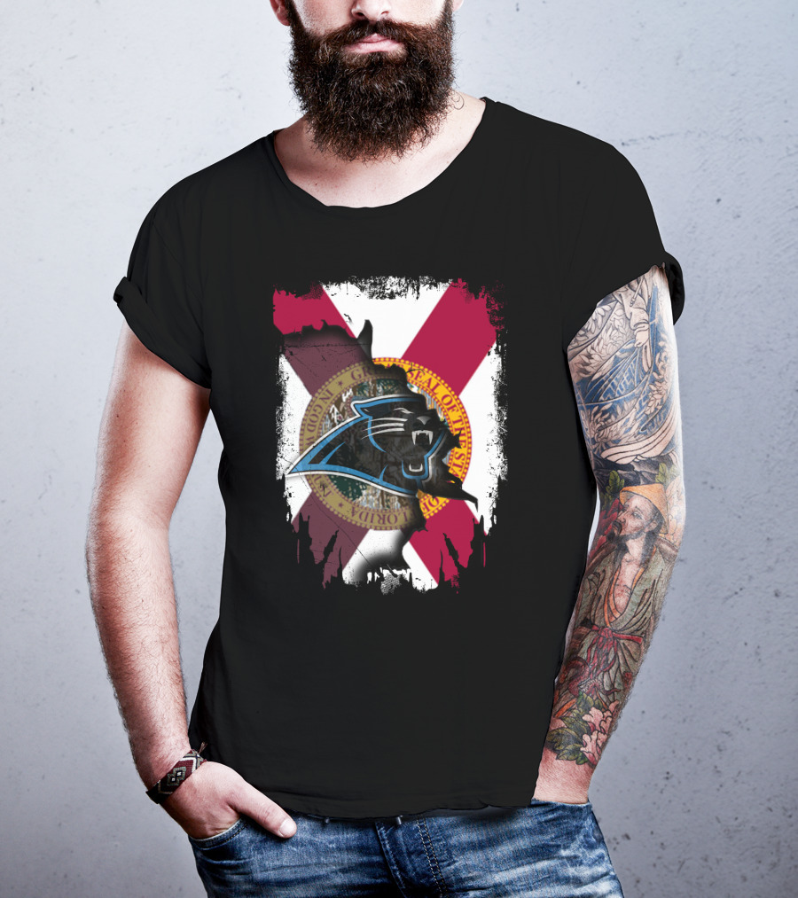 Florida Together With Carolina Panthers Logo And State T-Shirt