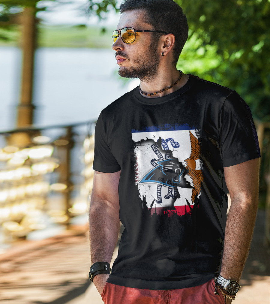 Iowa Panthers Emblem With Flag And Eagle T-Shirt