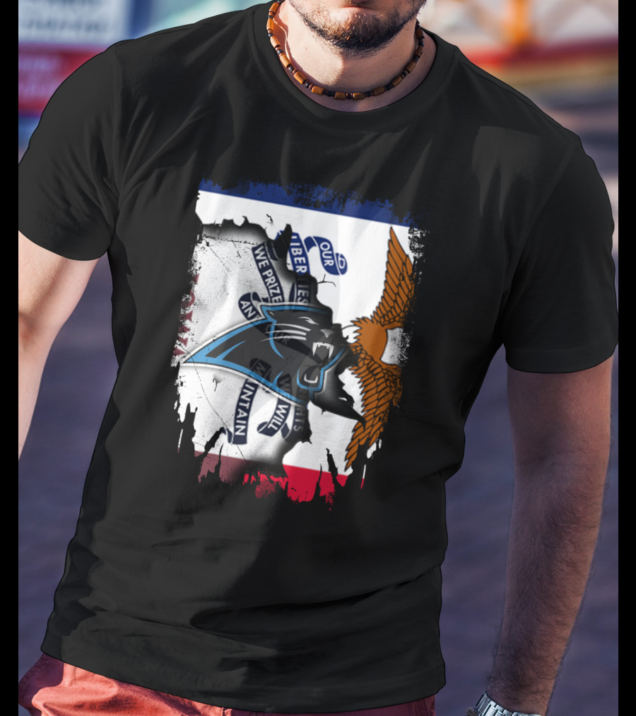 Iowa Panthers Emblem With Flag And Eagle T-Shirt