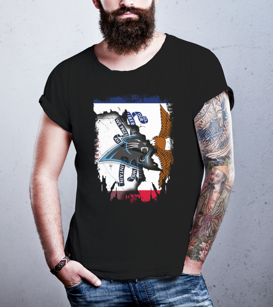 Iowa Panthers Emblem With Flag And Eagle T-Shirt