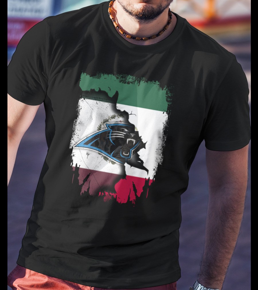 Together Mexico Carolina Panthers Flag Fusion T-Shirt