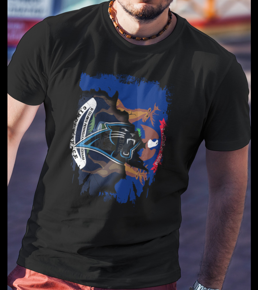 Together Michigan With Panthers Logo And Michigan State Flag Elements T-Shirt