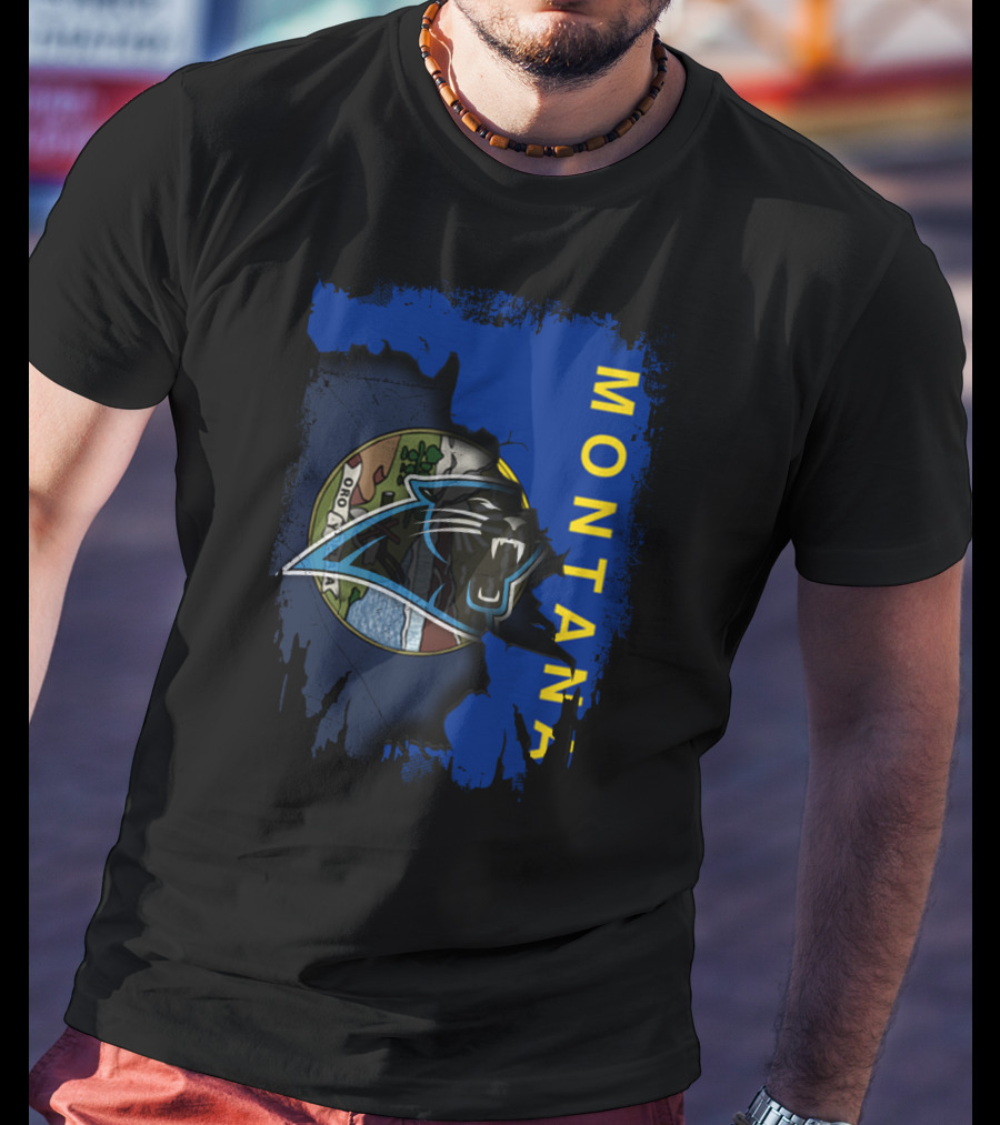Montana Panthers Collaboration With Blue Claw Design Overlay T-Shirt