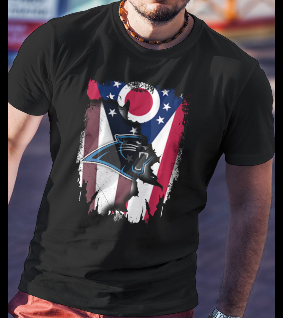 Ohio State Flag With Carolina Panthers T-Shirt