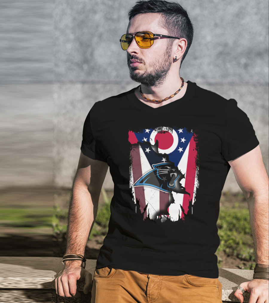 Ohio State Flag With Carolina Panthers T-Shirt