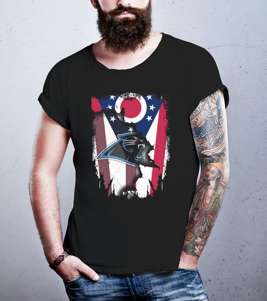 Ohio State Flag With Carolina Panthers T-Shirt