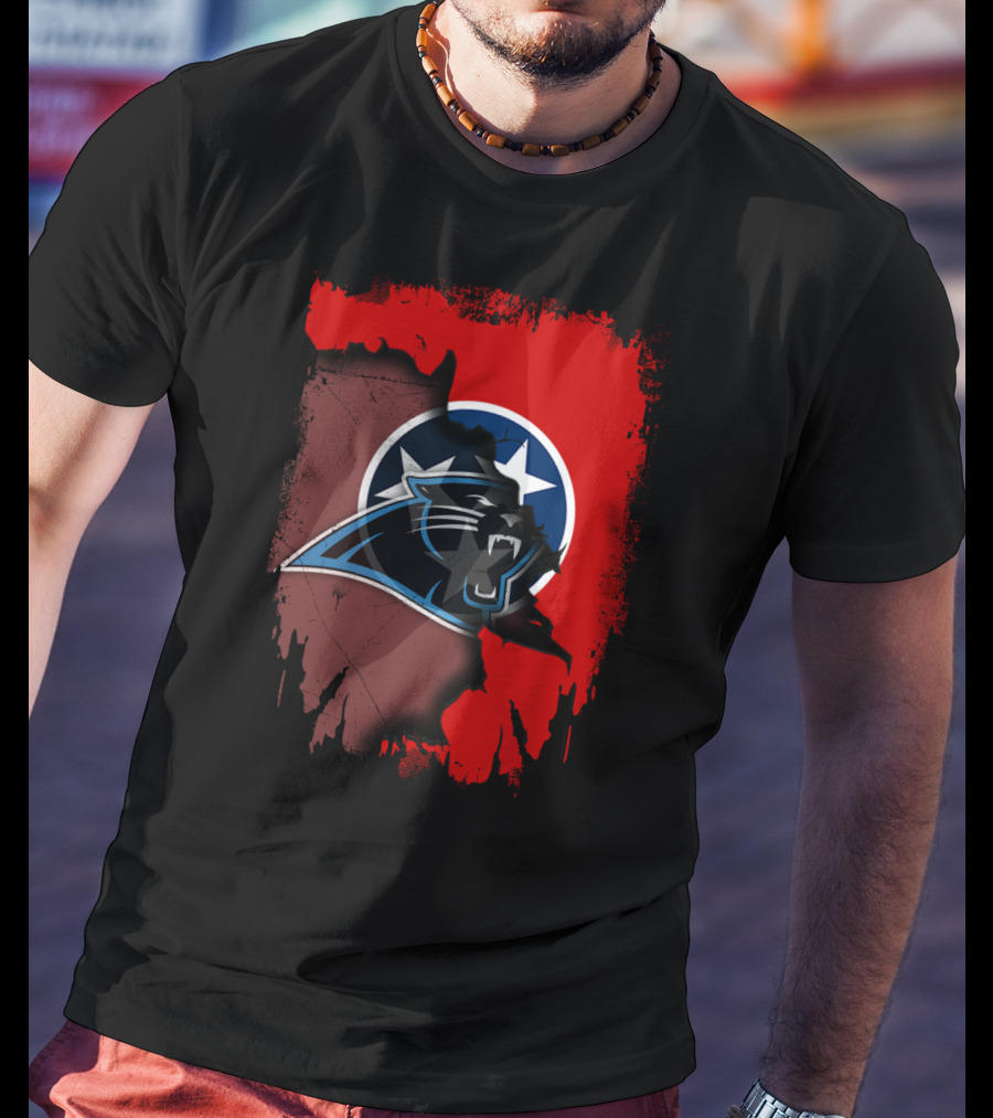 Tennessee Panthers Collaboration With State Flag Elements T-Shirt