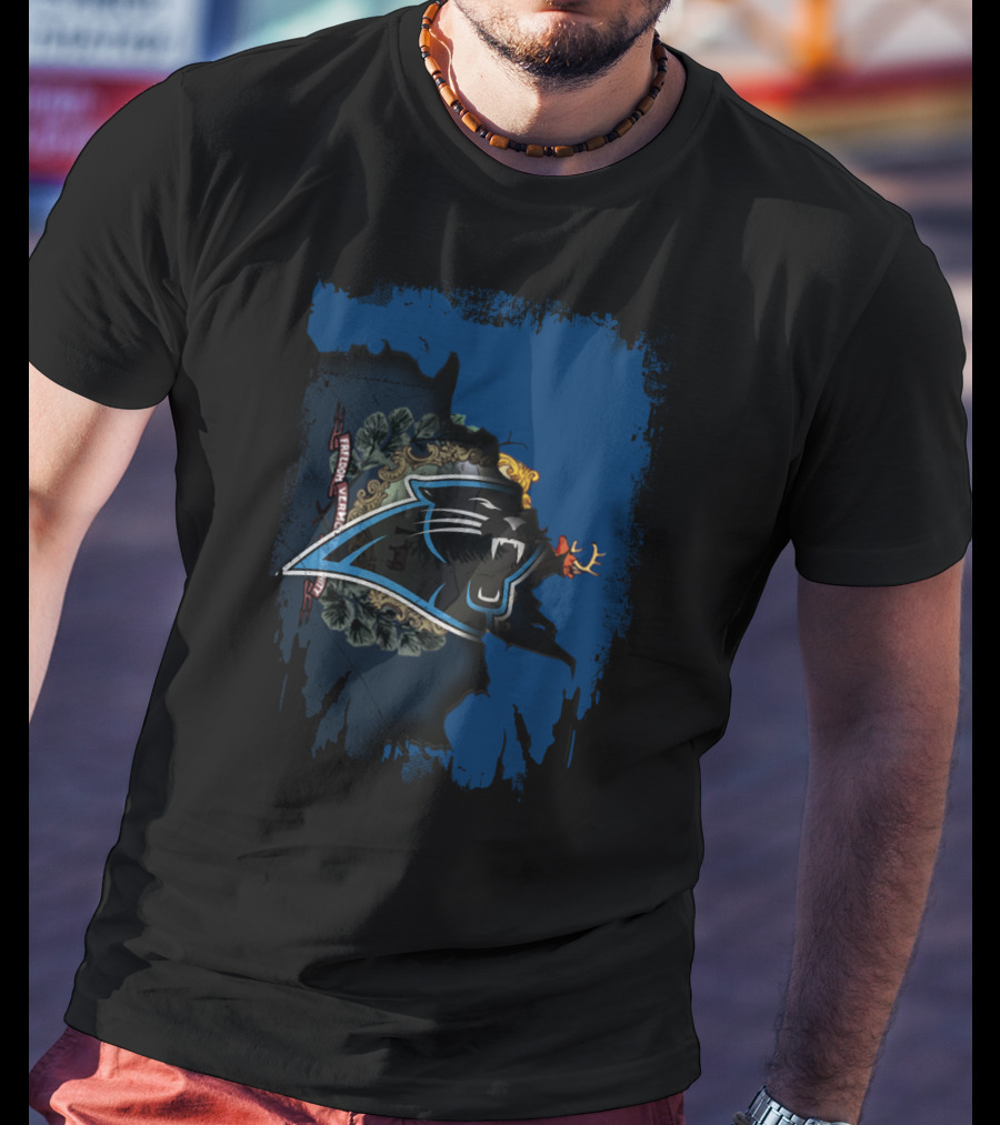 Together Vermont With Carolina Panthers Logo And State Map T-Shirt