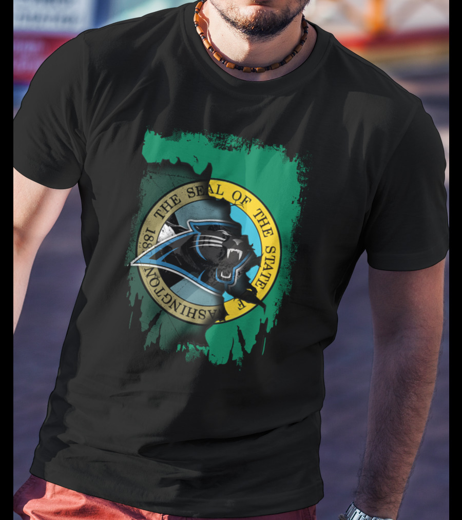 The Seal Of The State Of Washington With Carolina Panthers T-Shirt