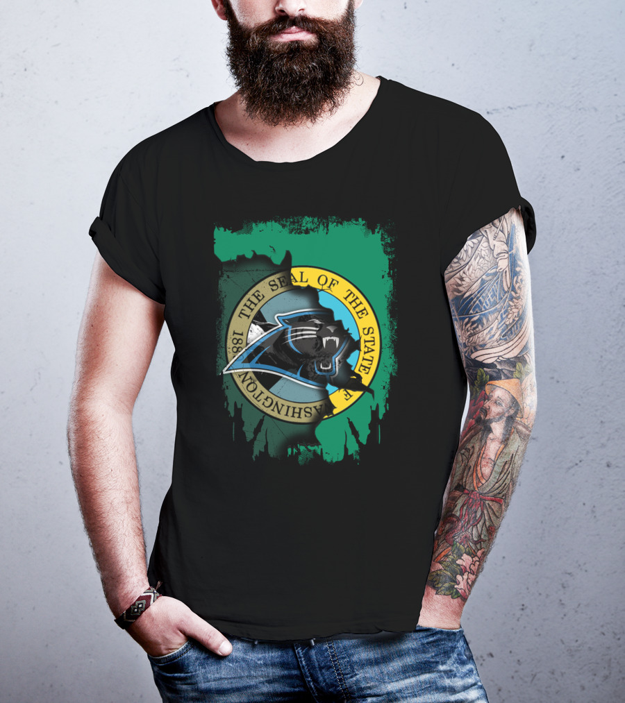 The Seal Of The State Of Washington With Carolina Panthers T-Shirt