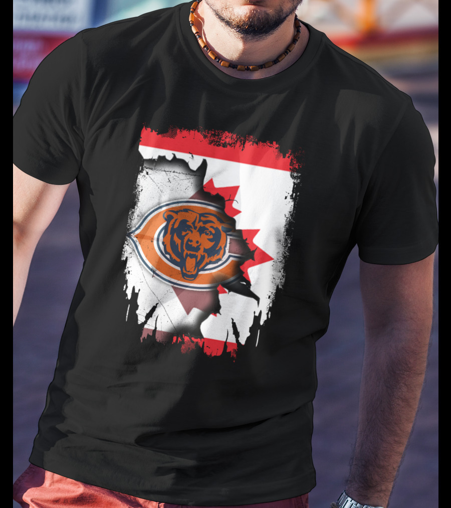 Canada Bears Logo Ripped Flag T-Shirt
