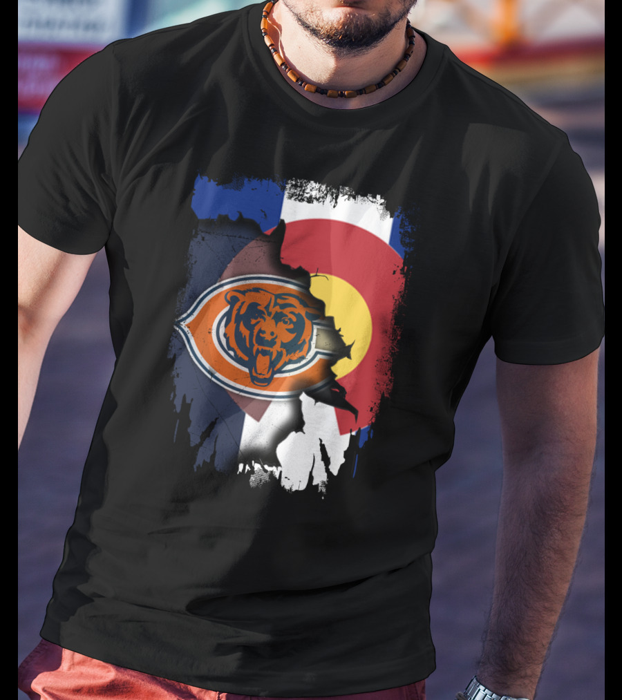 Colorado Flag Chicago Bears Logo Fusion T-Shirt