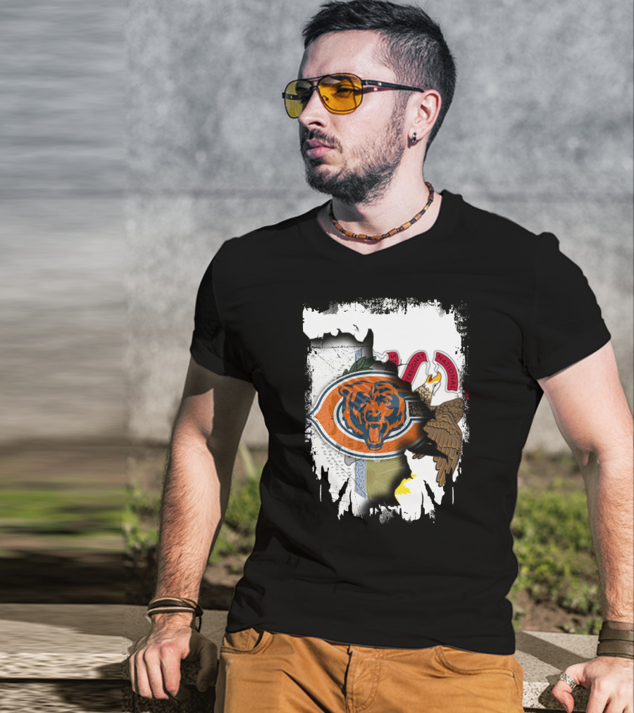 Illinois Pride With Chicago Bears And State Seal T-Shirt