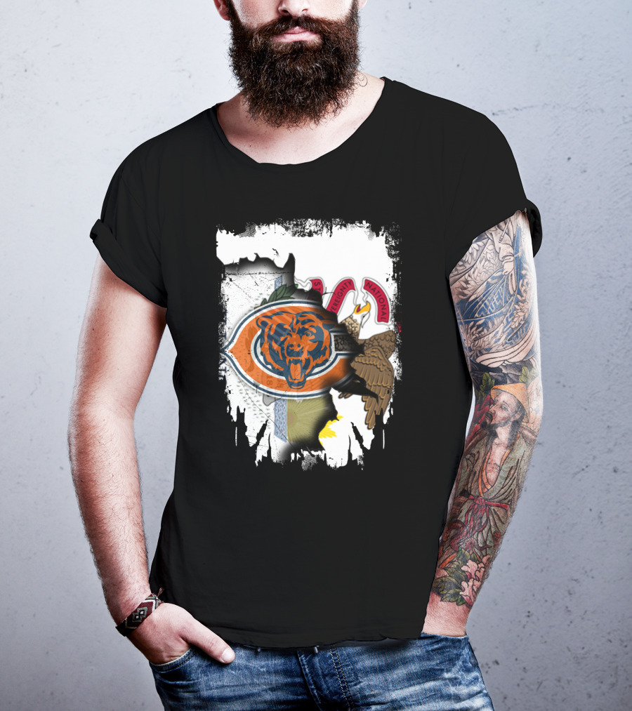 Illinois Pride With Chicago Bears And State Seal T-Shirt