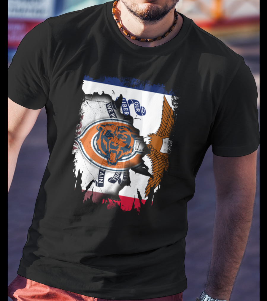 Chicago Bears Iowa Pride USA Flag Eagle Patriot T-Shirt